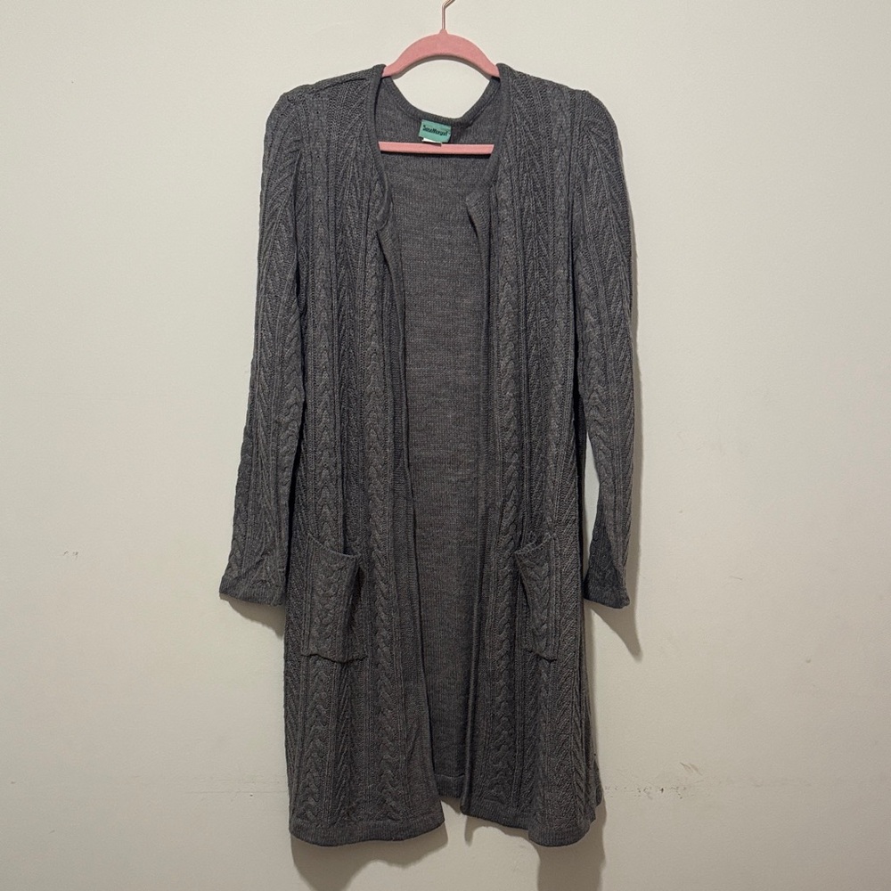 Gray Women's Cardigan. Both comfortable, warm and stylish.